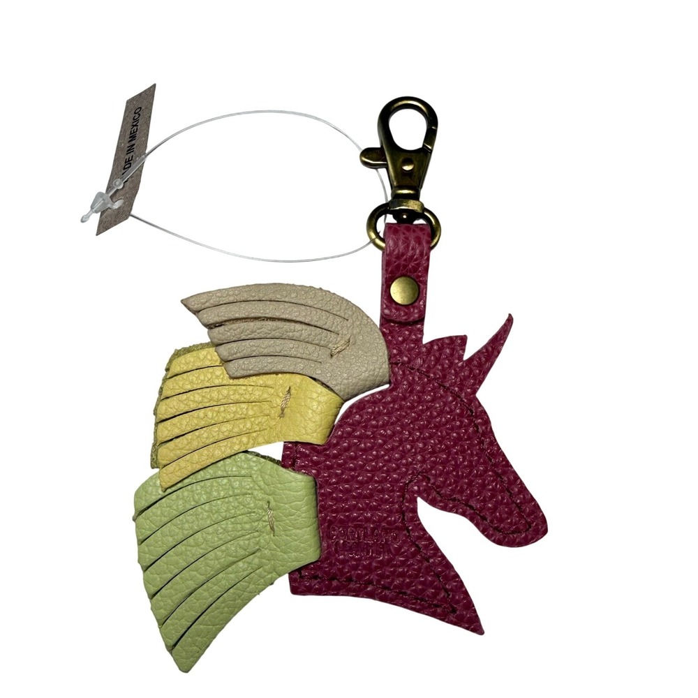 Portland Leather Goods Unicorn Keychain Wild Rose Leather NWT Fringe Clip